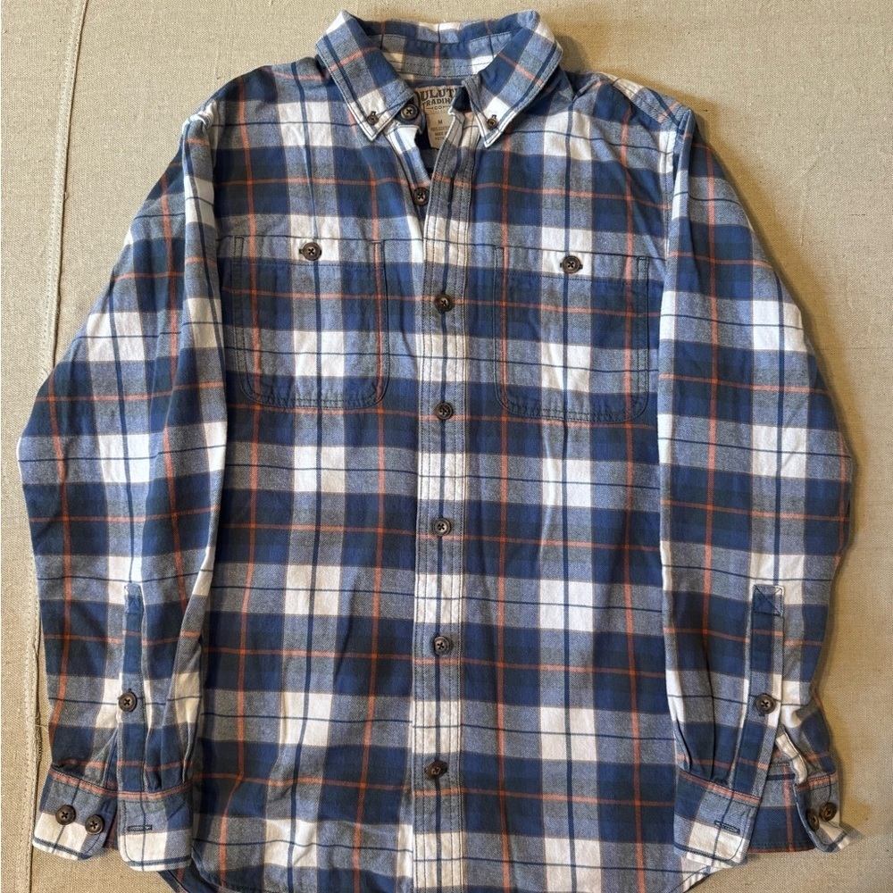 Blue and White Plaid Men's Shirt - Picture 1 of 6